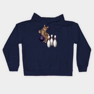 Bowling tabby cat Kids Hoodie